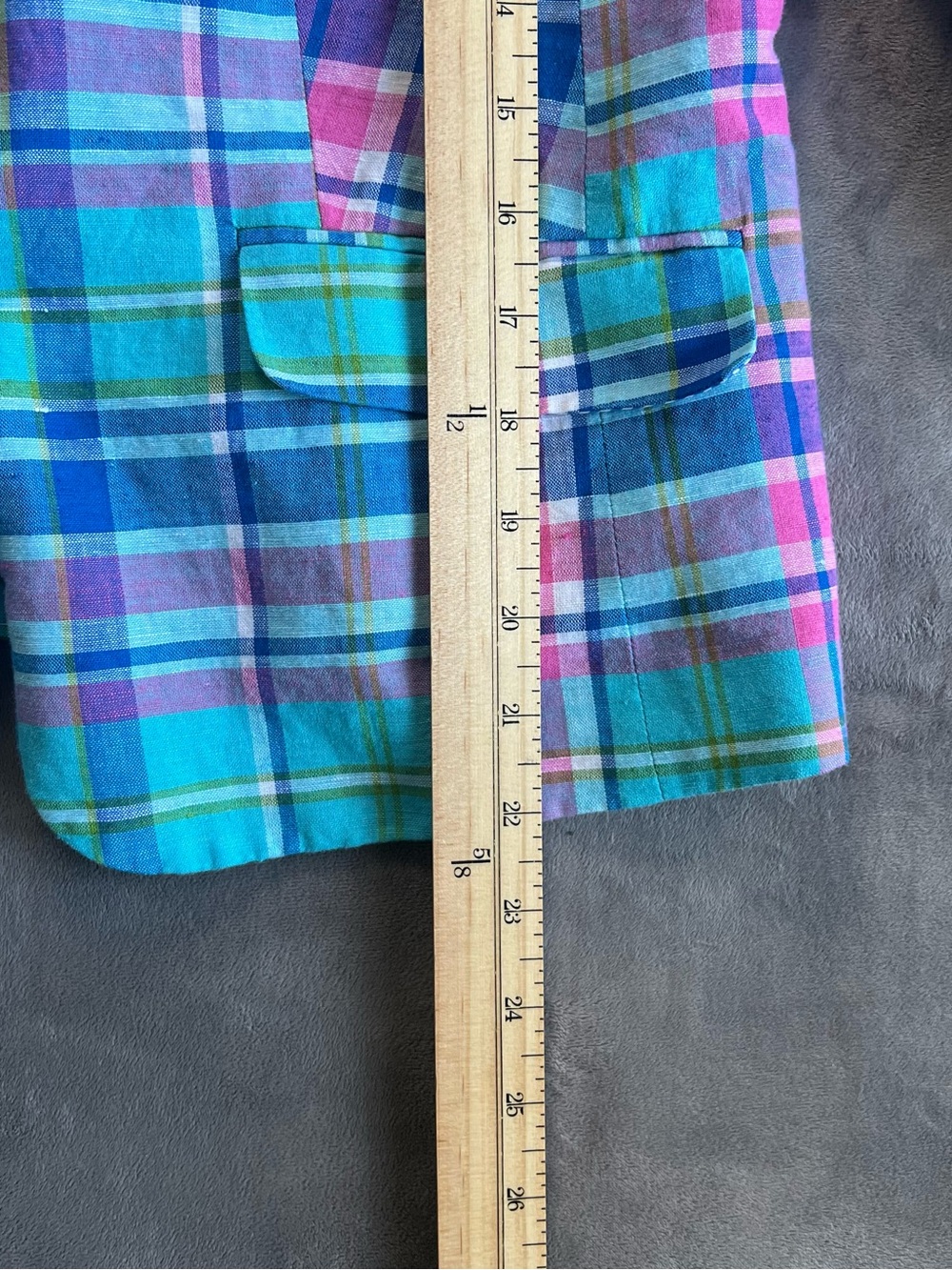 Talbots Plaid Cotton Blazer in Aqua, Pink & Blue - Picture 6 of 9